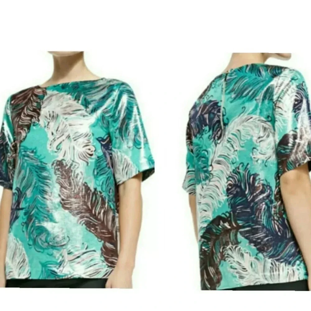 NWOT Kate Spade Shimmery Printed Blouse $328